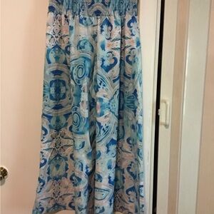 Blue Patterned Women's wide leg pants